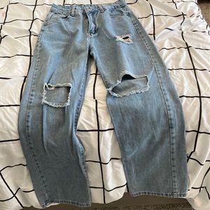 Shein- High Rise Ripped Mom Jeans